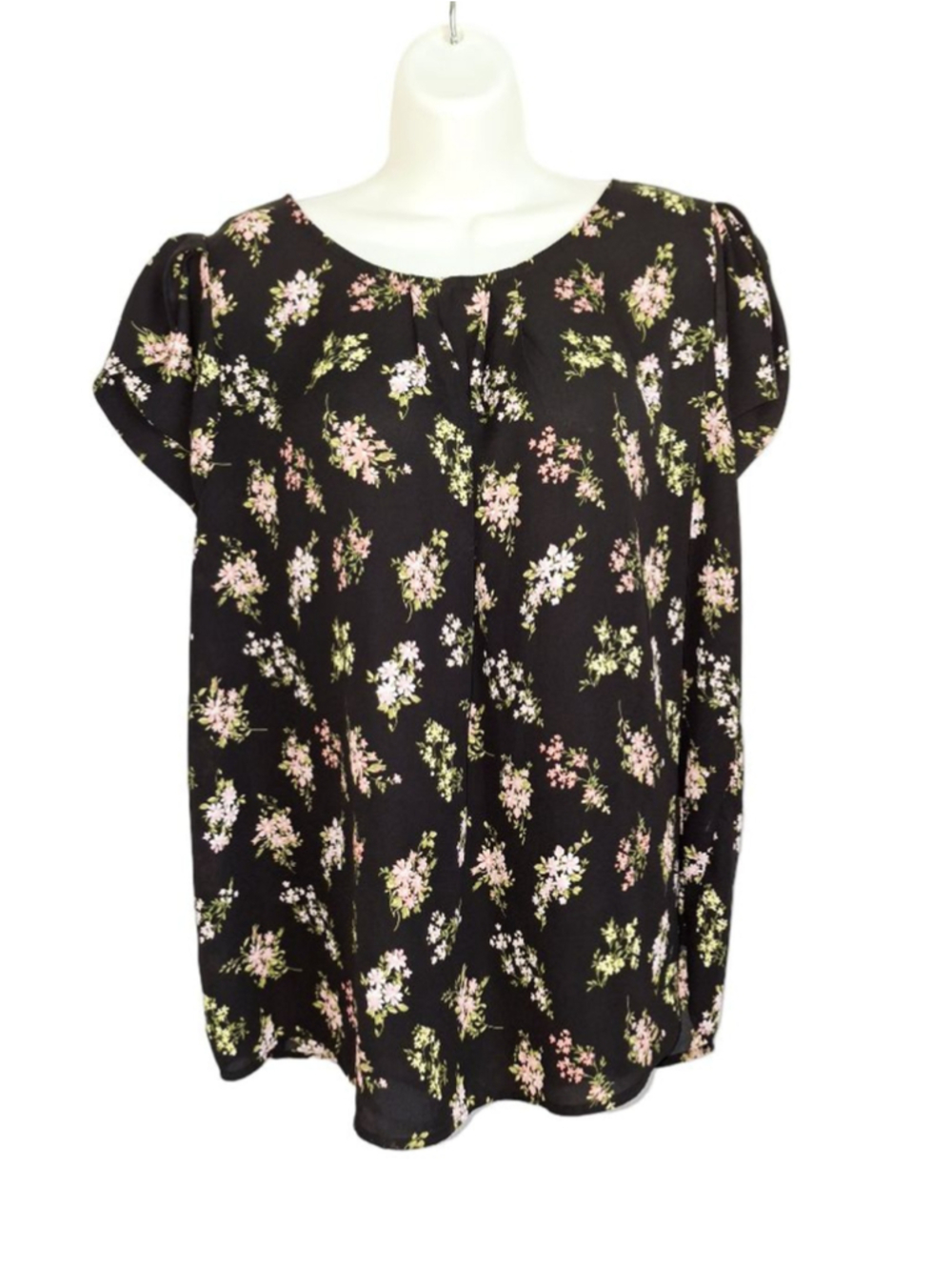 PAPERMOON Black Floral Blouse 2X business casual cottage core feminine top